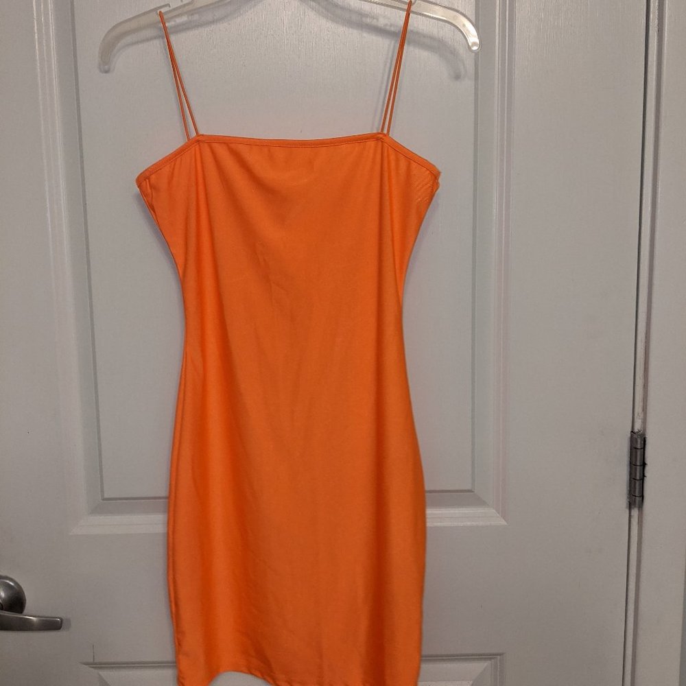 Neon orange cami dress